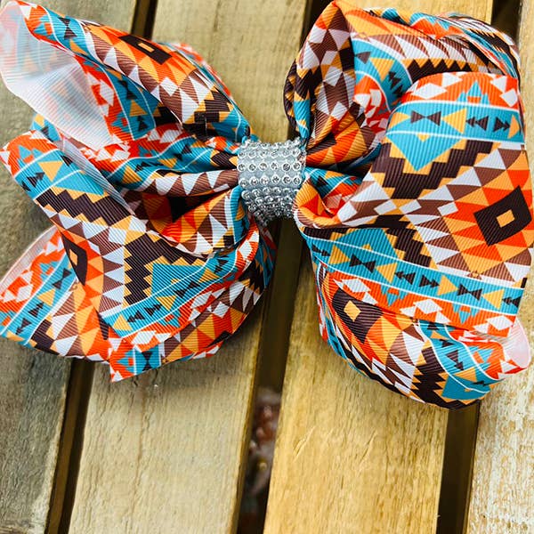 luluclothes - Wholesale Hair Bow - Kids - Multi color aztec rhinestone hair bows 7.5"(4PCS/$10.00)