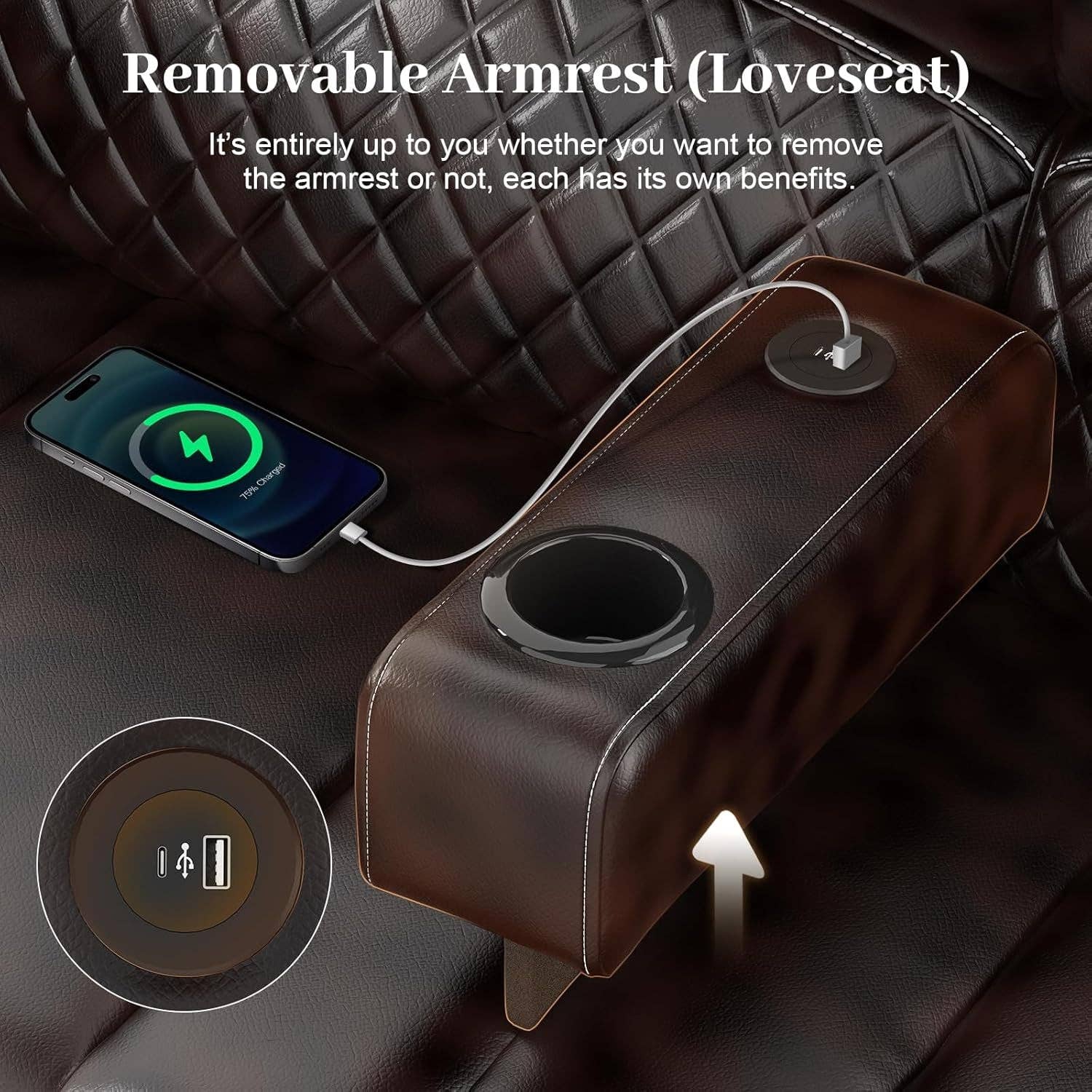 Brown Three Seater Recliner Sofa Set Oversize Chair Removable Console Living Room Furniture For Comfort for wholesale on Faire5