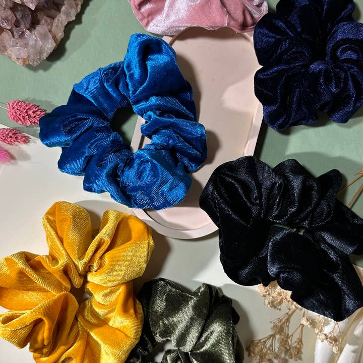 Velvet scrunchies for wholesale by Desi design and chai