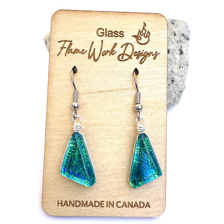 Flame Work Designs - Glass Jewelry - Wholesale Dangle Earrings - 4 Unique Dichroic EarringsÂ
