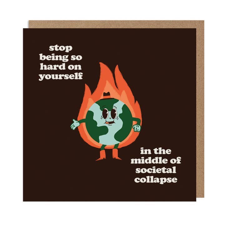 Funny Retro Self-Care Card – Societal Collapse for wholesale by Betiobca