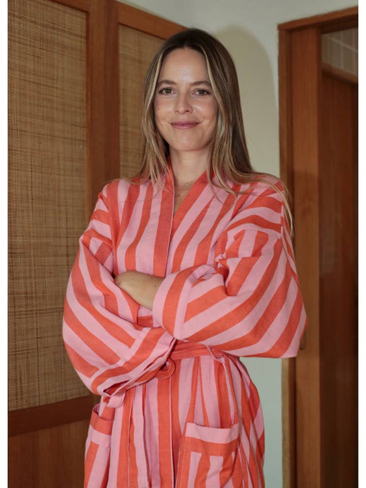 Bathen - Wholesale Robe - Women's - Cabana Stripe Robe In Burst
