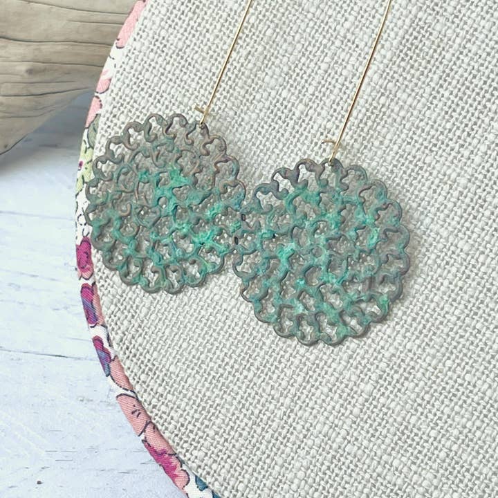 Rage Gems & Jewelry - Wholesale Dangle Earrings - Verdigris Filigree Circle Drop Earrings2
