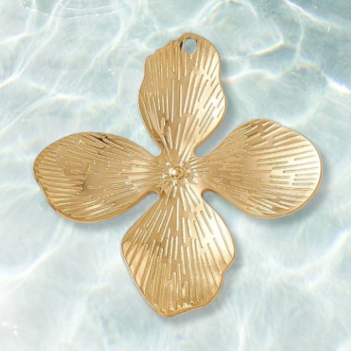 Gold Dogwood Petal Flower Charm | Waterproof Stainless Steel for wholesale by The Charm Bar Company