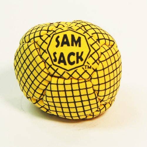 Sam Sack-Series 4-"Yellow Jack" 14 Panel Footbag - Amara Suede -Pellet Fill for wholesale by YoYoSam Wholesale
