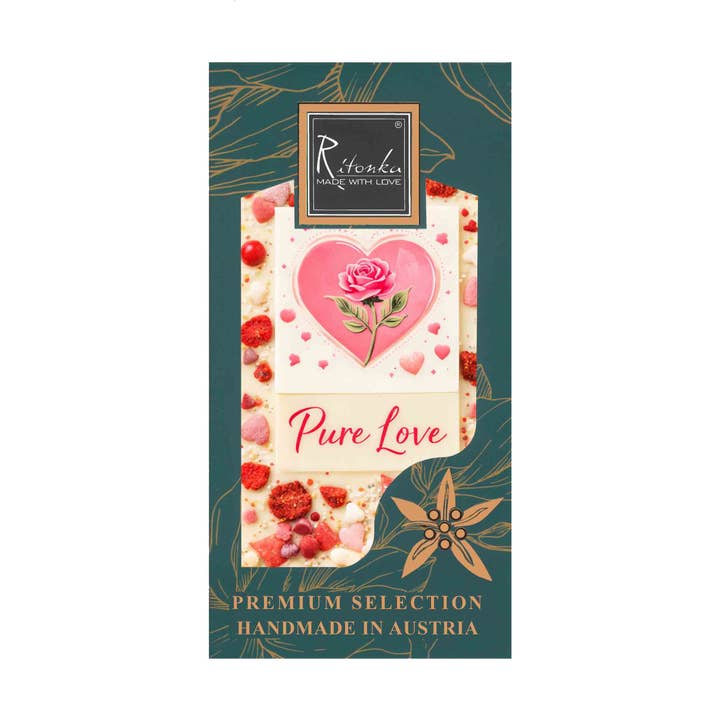 White chocolate "PURE LOVE" strawberry, chocolate hearts Valentine for wholesale by Ritonka ...made with love