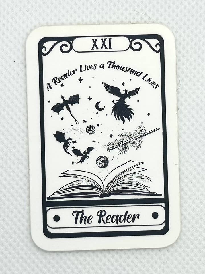 Tarot Card The Reader - Fantasy Book - A Reader Lives a Thousand Lives Bookish Sticker for wholesale by A Little Crafty Fox
