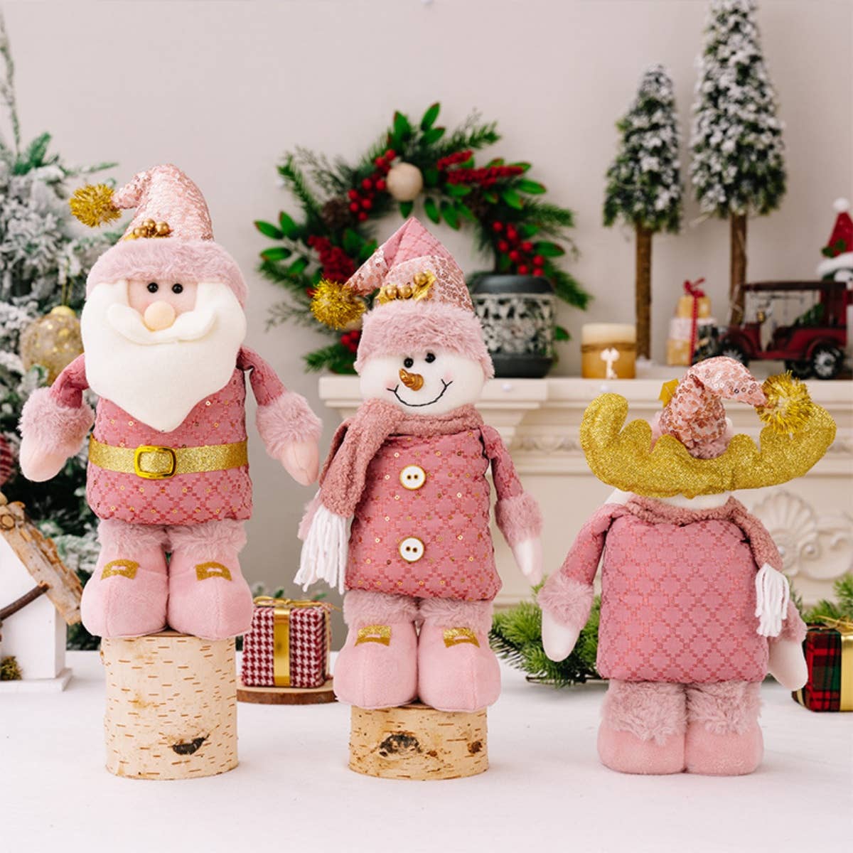 NINEXIS - Wholesale Christmas Decoration - CWMM2995_PINK SANTA DOLL RETRACTABLE ELK DECORATION9