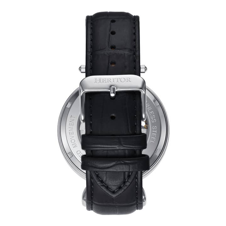 Heritor Automatic - Wholesale Wrist Watch - Men's - Heritor Automatic Lincoln Semi-Skeleton Leather-Band Watch2