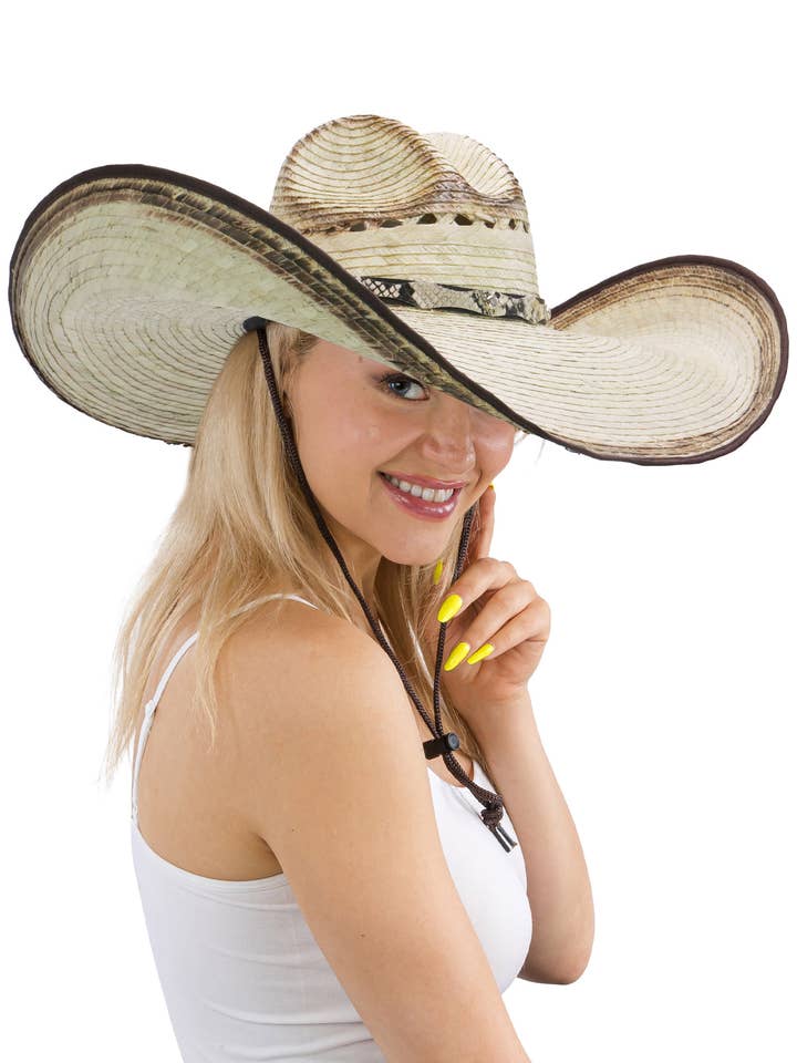 Chapéu de Cowboy Gus Wide Retro de Palha Queimada Palm por atacado de Cap Zone