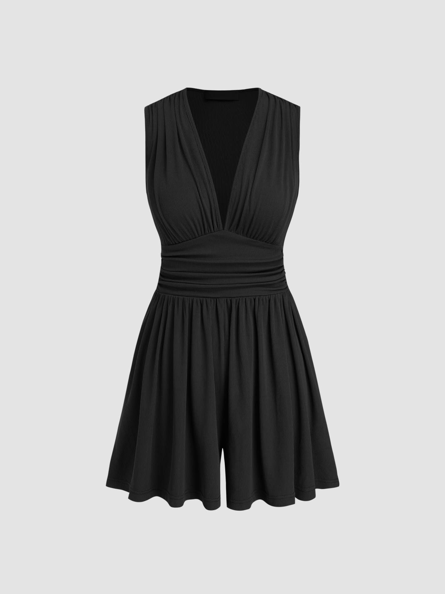 Lily Clothing - Wholesale Romper - Women's - KNITTED PLEATED PIT STRIP SLEEVELESS ONESIE1