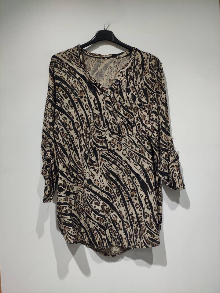 beige blue jean red dark white taupe khaki camel LISA tiger blouse - AH26 pack for wholesale on Faire12