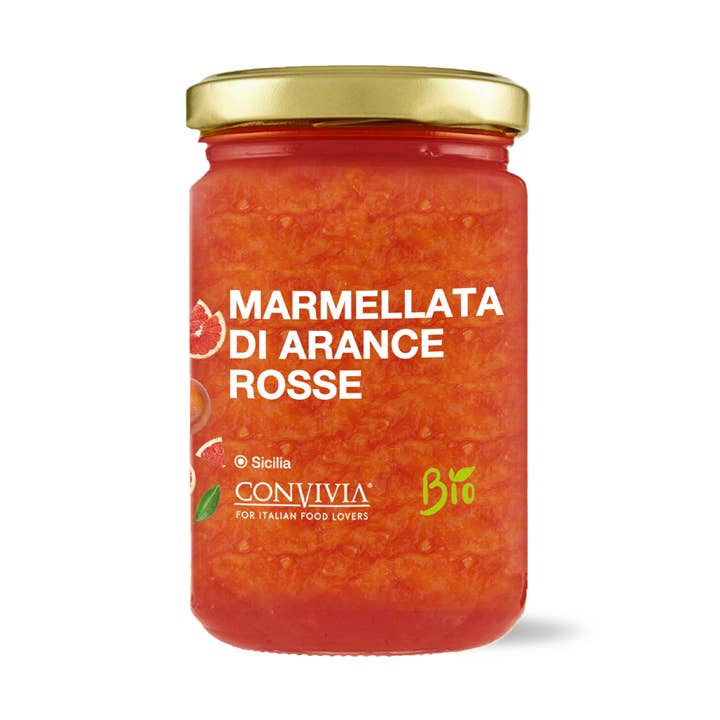 Organic red orange jam 360g for wholesale by CONVIVIA for italian food lovers