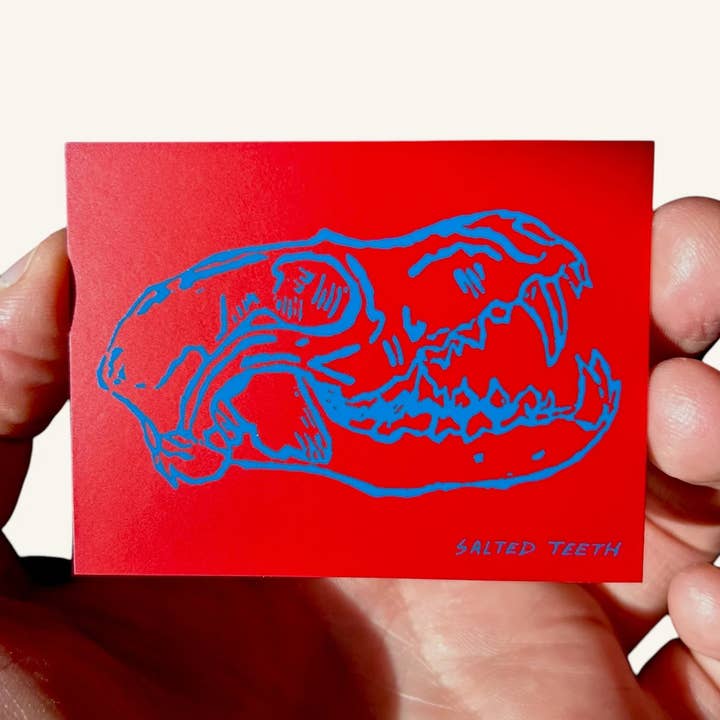 Fox Skull - Vinyl Sticker (Red and Blue) for wholesale by Salted Teeth