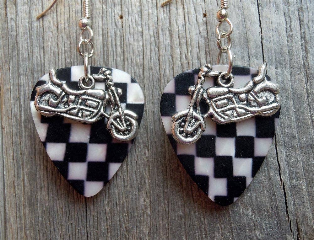 Simply Raevyn - Wholesale Dangle Earrings - Motorcycle Charm Guitar Pick Earrings36