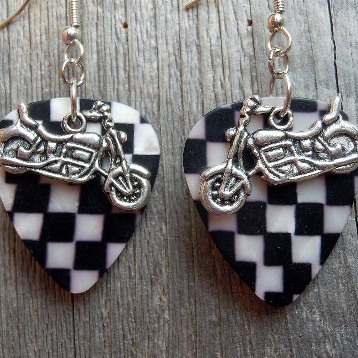 Simply Raevyn - Wholesale Dangle Earrings - Motorcycle Charm Guitar Pick Earrings36