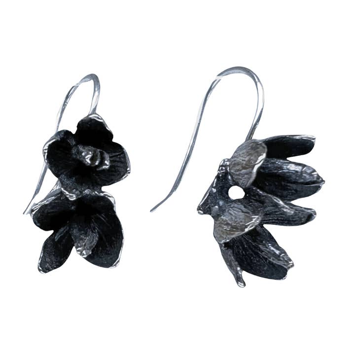 Patina Cedar Flowers Double French Hook Earrings for wholesale by Merzatta