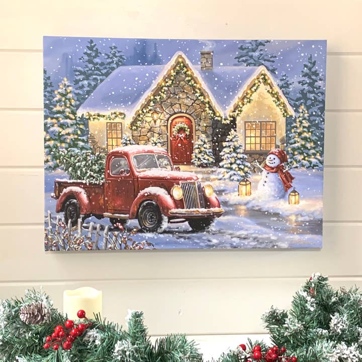 Christmas Light Lane 18x24 Fully Illuminated LED Wall Art for wholesale by Glow Decor