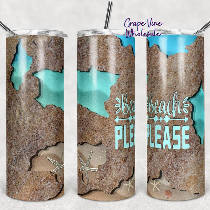 Beach Please 20oz Tumbler for engroshandel hos GrapeVineWholesale
