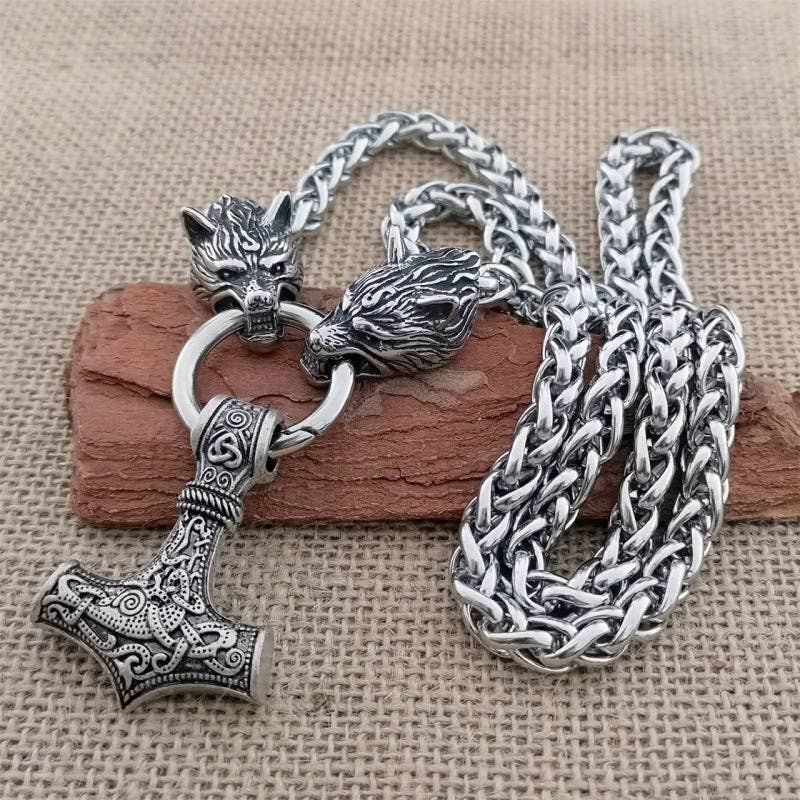 SALINA TRADING INC - Vente Colliers à pendentif - Collier Pendentif Tête de Loup Marteau de Thor Viking pour Homme4