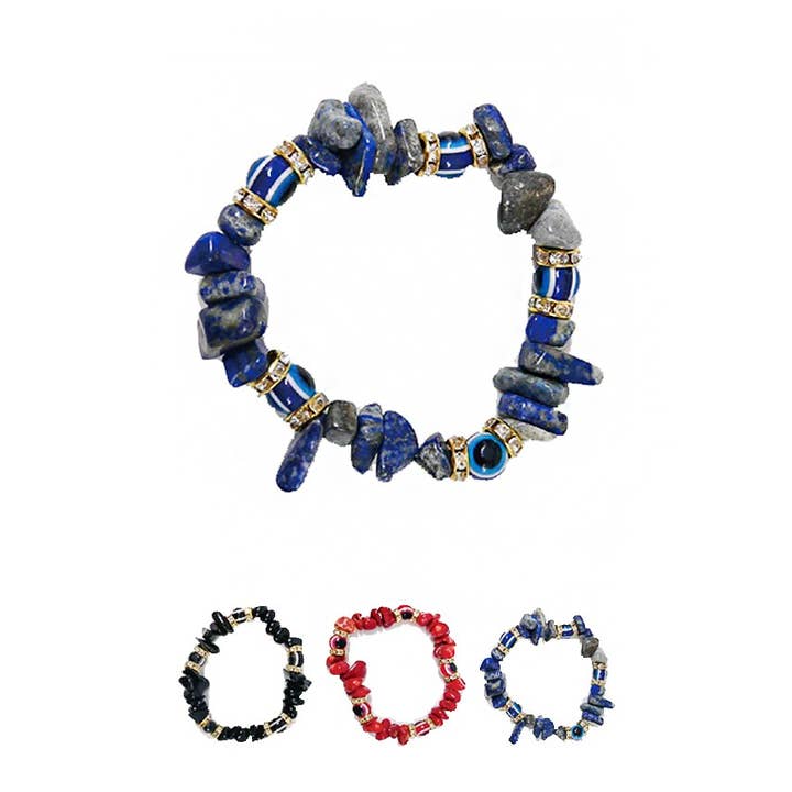 Cores sortidas Pulseira de Contas de Pedra Colorida Boémia para venda a revendedores na Faire