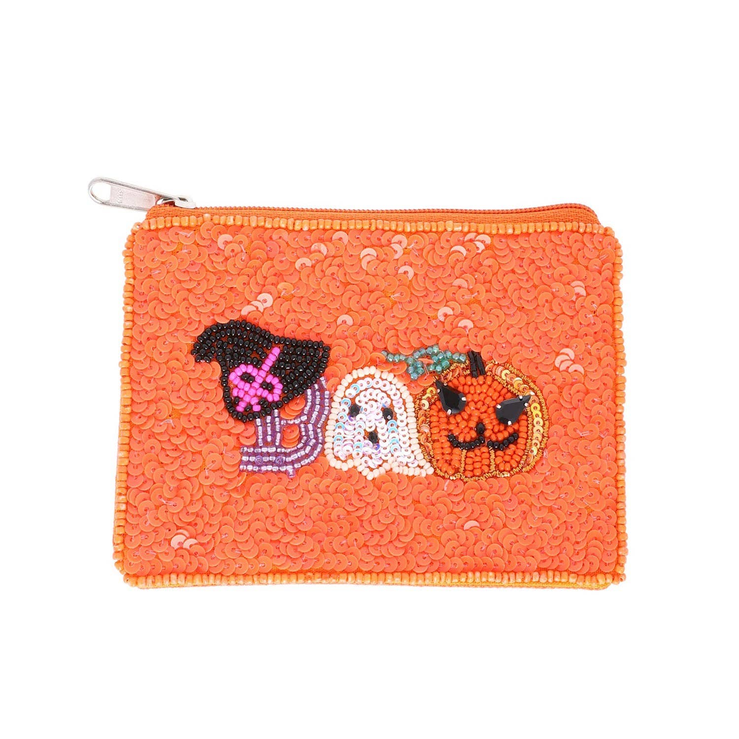 anbfashion – Engroshandel Møntpung - Dame – FRØ BEADED GHOST GRÆSKAR PAILLETTER LYNLÅS MØNT TASKE1