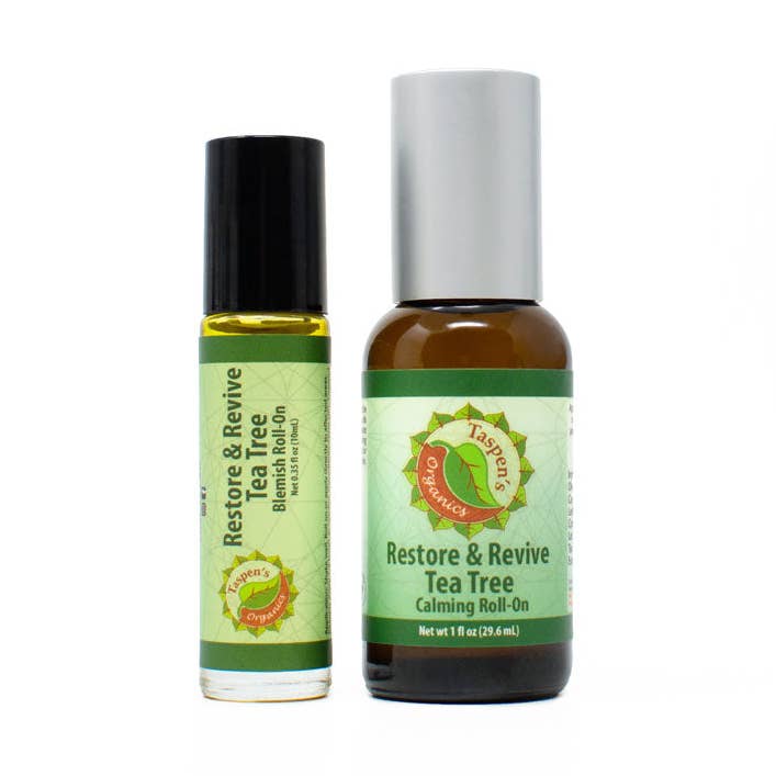 Återställ och återuppliva lugnande olja med Tea Tree Blemish Roll-on för wholesale av Taspen's Organics