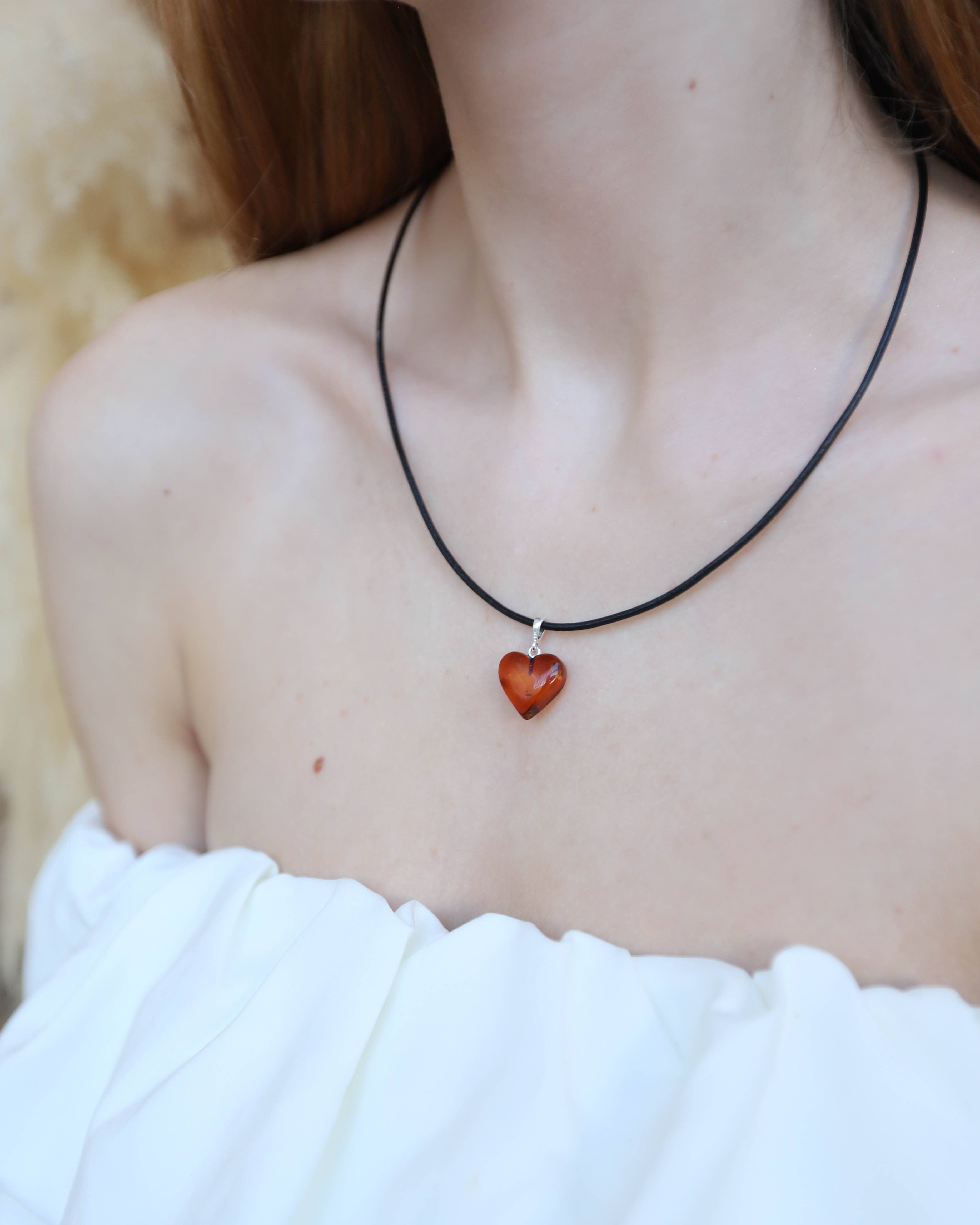 The Natural Amber - Wholesale Individual Charm/Pendant - Cognac Heart Amber Pendant2