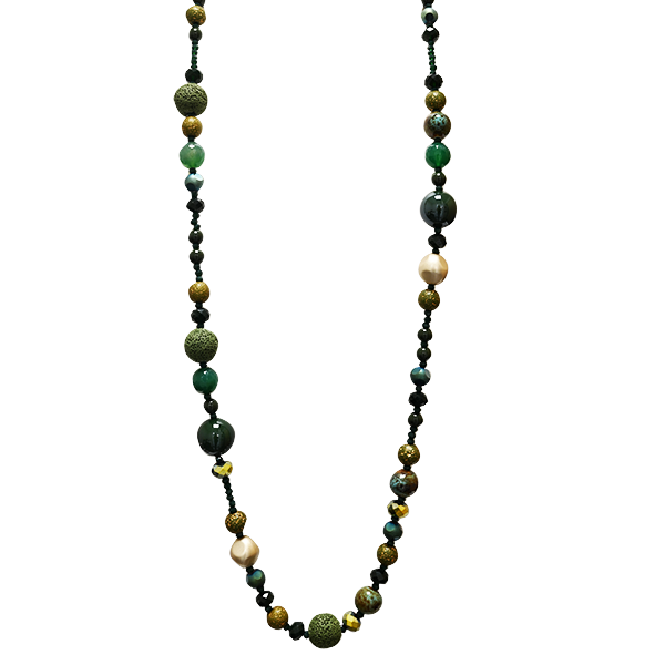 AMORINO SRL - Wholesale Beaded/Pearl Necklace - LONG NECKLACE WITH CRYSTALS AND STONES - HZM24144A2651