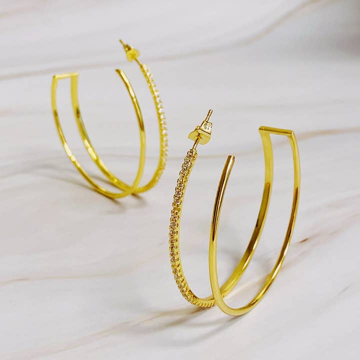Ellison+Young - Wholesale Hoop Earrings - Doubled Open Top Hoop Earrings