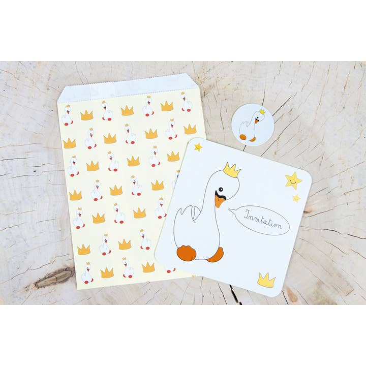Tim&Puce Factory – wholesale Baby card – SET OF 8 BABY SWAN INVITATIONS
