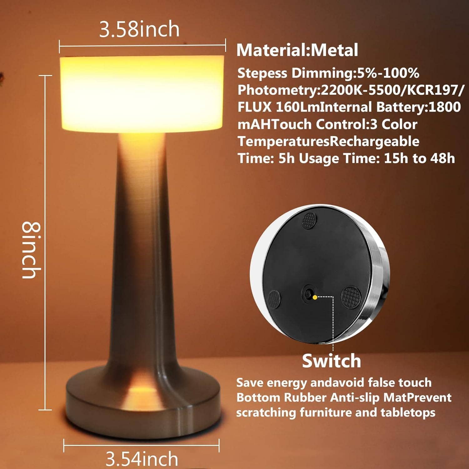 VIGOR – wholesale Accent/desk lamp – Ultra Luxury Slim & Sleek 3 Way Modes & Stepless Dimmable4