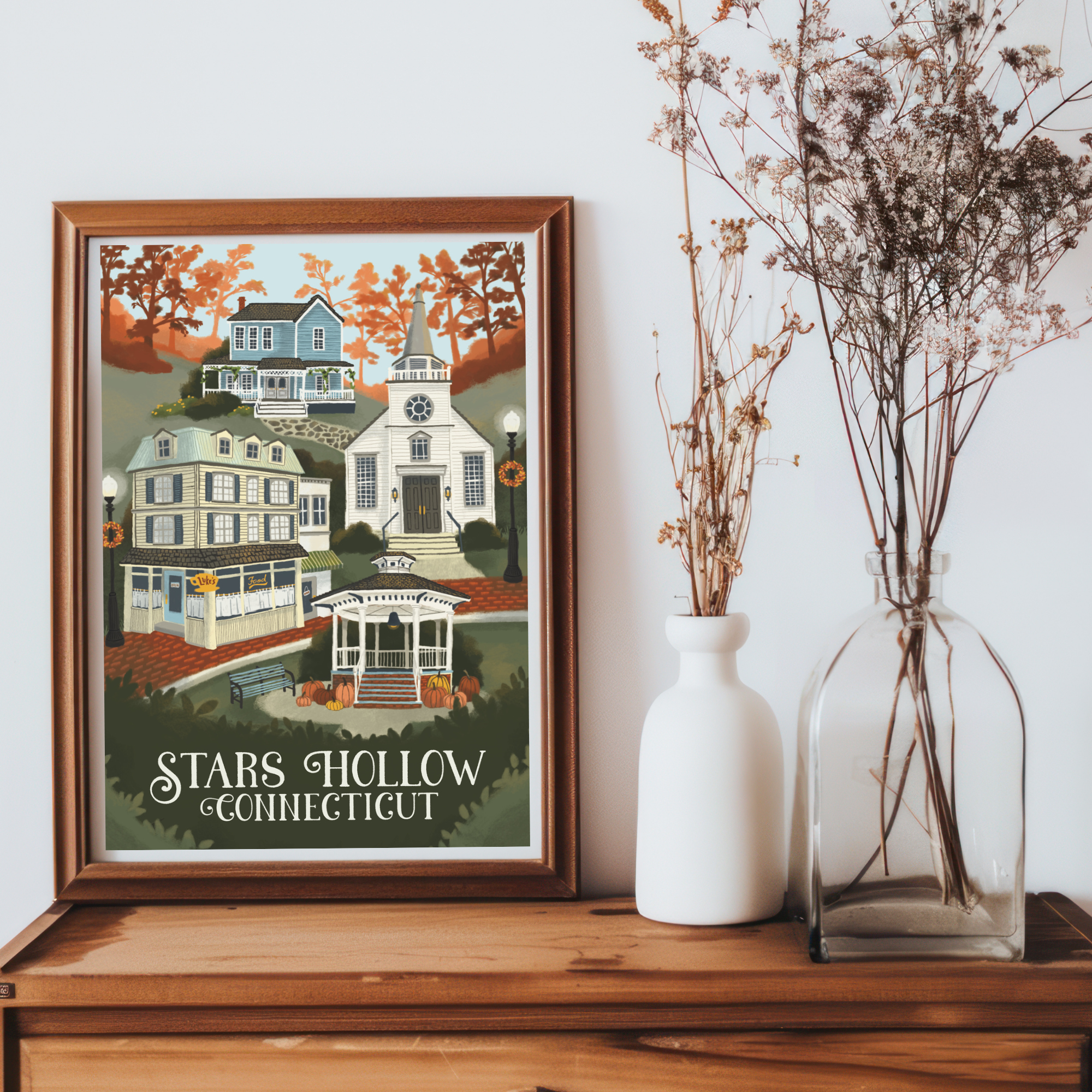 Papermill Creative - Wholesale Art Print - Stars Hollow Gilmore Girls 8x10 Retro Travel Art Print2
