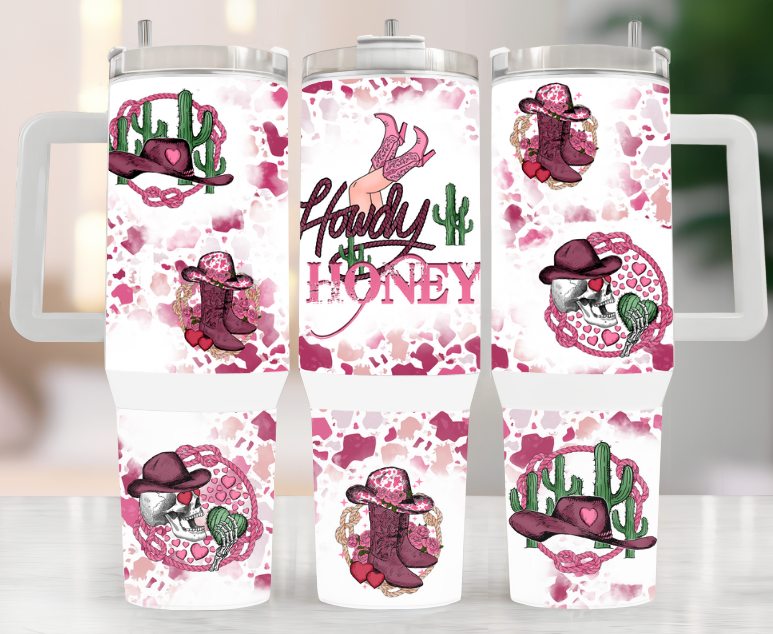 40oz Tumbler Pink Handle (Sublimation) – AB Designs, Co.