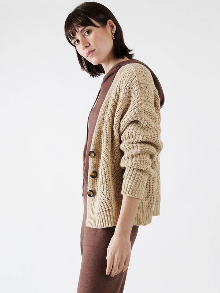 Cropped buttoned cardigan in blended wool knit for wholesale by JULIA PARIS