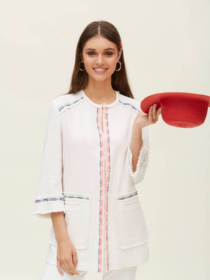 Square Pocket Linen Coat for wholesale by OKY