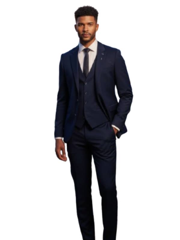 Marineblauw Linnen Pak Voor Mannen | Formeel Tweedelig Pak Set voor wholesale door Masculine MOoda