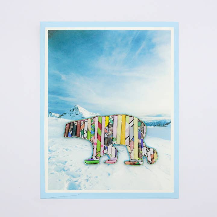 Isbjørnekort håndlavet fra Recycled Magazine for engroshandel hos Loving Nature