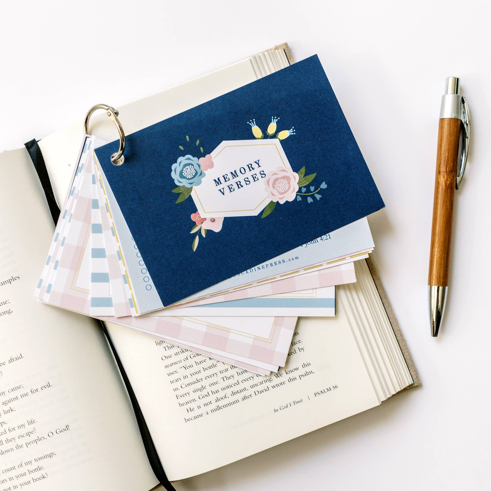 Muscadine Press - Wholesale Stationery/Notecard Set - Memory Verse Ring, Midnight Floral2