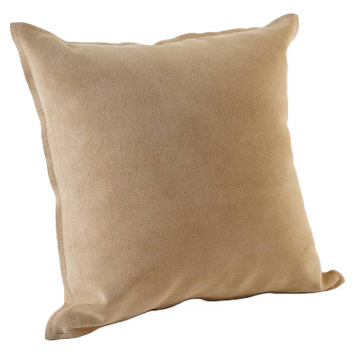 Kissen aus Veloursleder, Khaki, 20 x 20 Zoll *Nur Bezug für den Großhandel von Luzia Leather Home Collection