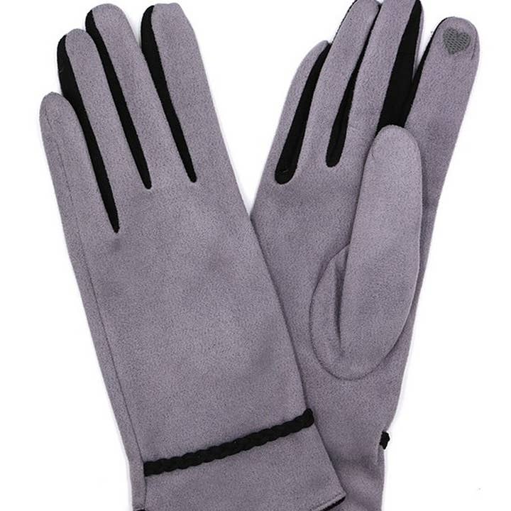 3AM BY H&D ACCESSORIES - Wholesale Gloves - Women's - Braided Band Suede Smart Gloves