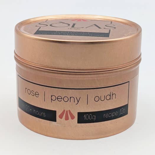 Rose Peony Oudh Scented Candle Travel Tin, 10cl for wholesale by SÒLAS Home