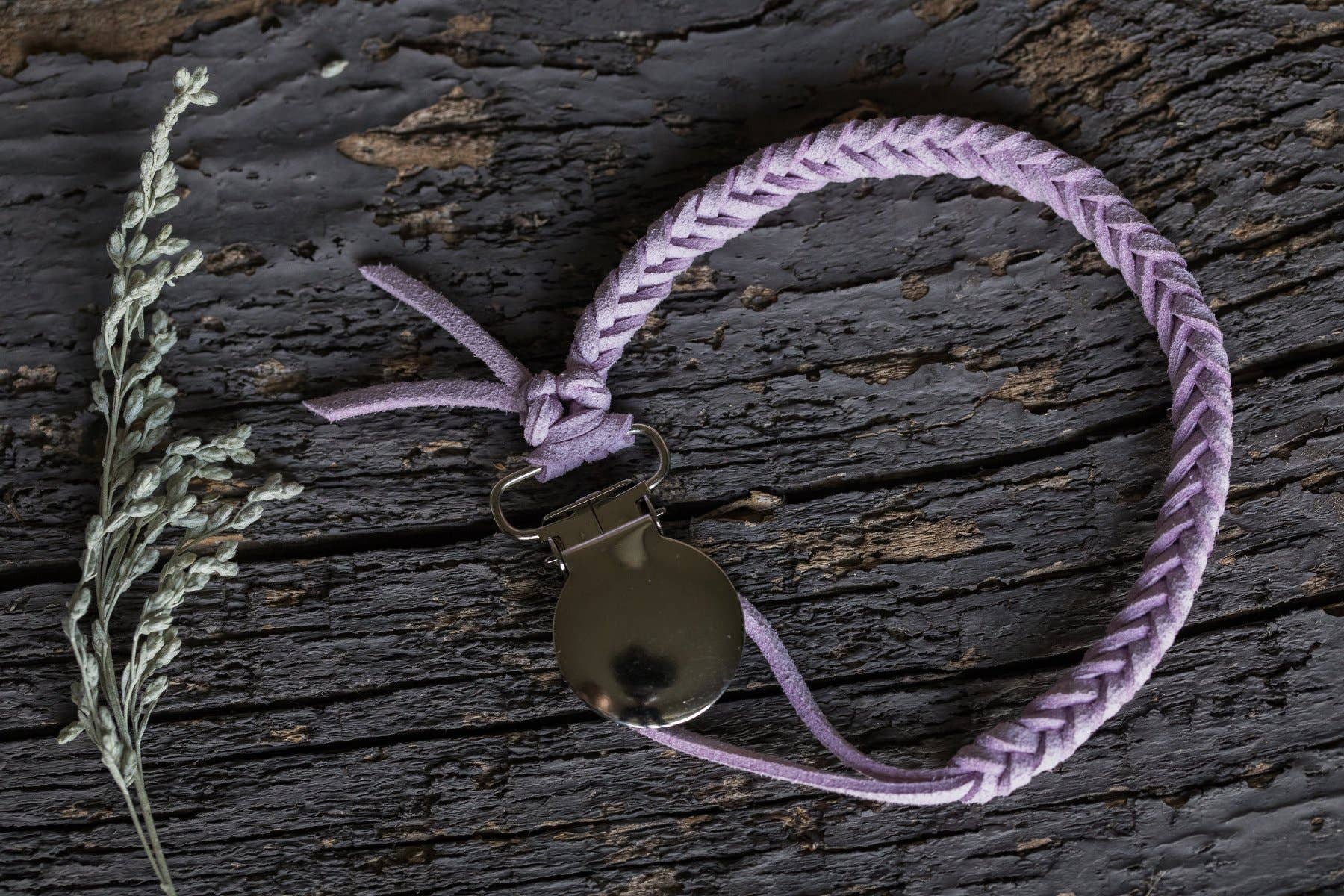 Brombie - Wholesale Pacifier Clip - Baby - Braided faux leather pacifier clip with metal attachment12