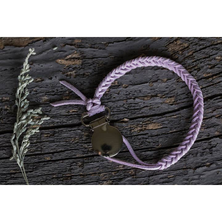Brombie - Wholesale Pacifier Clip - Baby - Braided faux leather pacifier clip with metal attachment12
