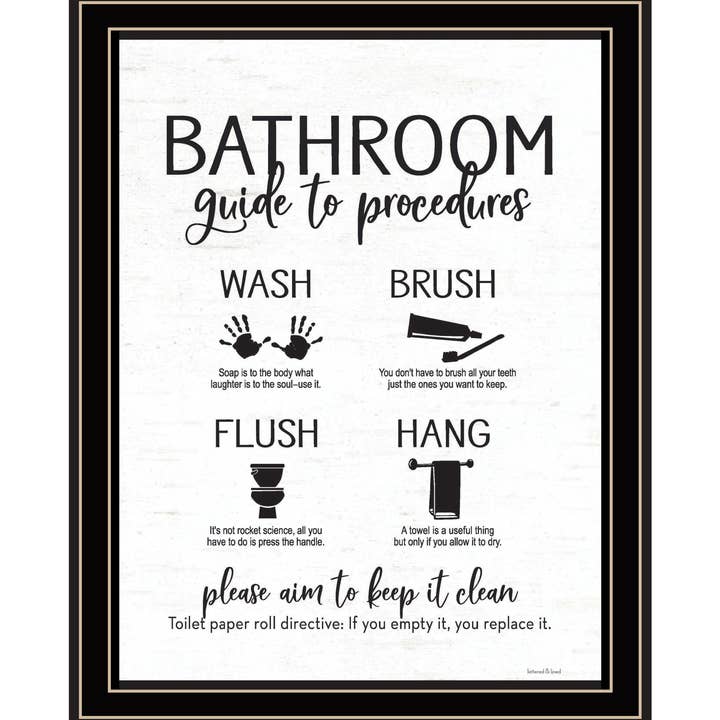 Bathroom Guide by Lettered & Lined, Multi Frame for wholesale by Trendy Decor 4U