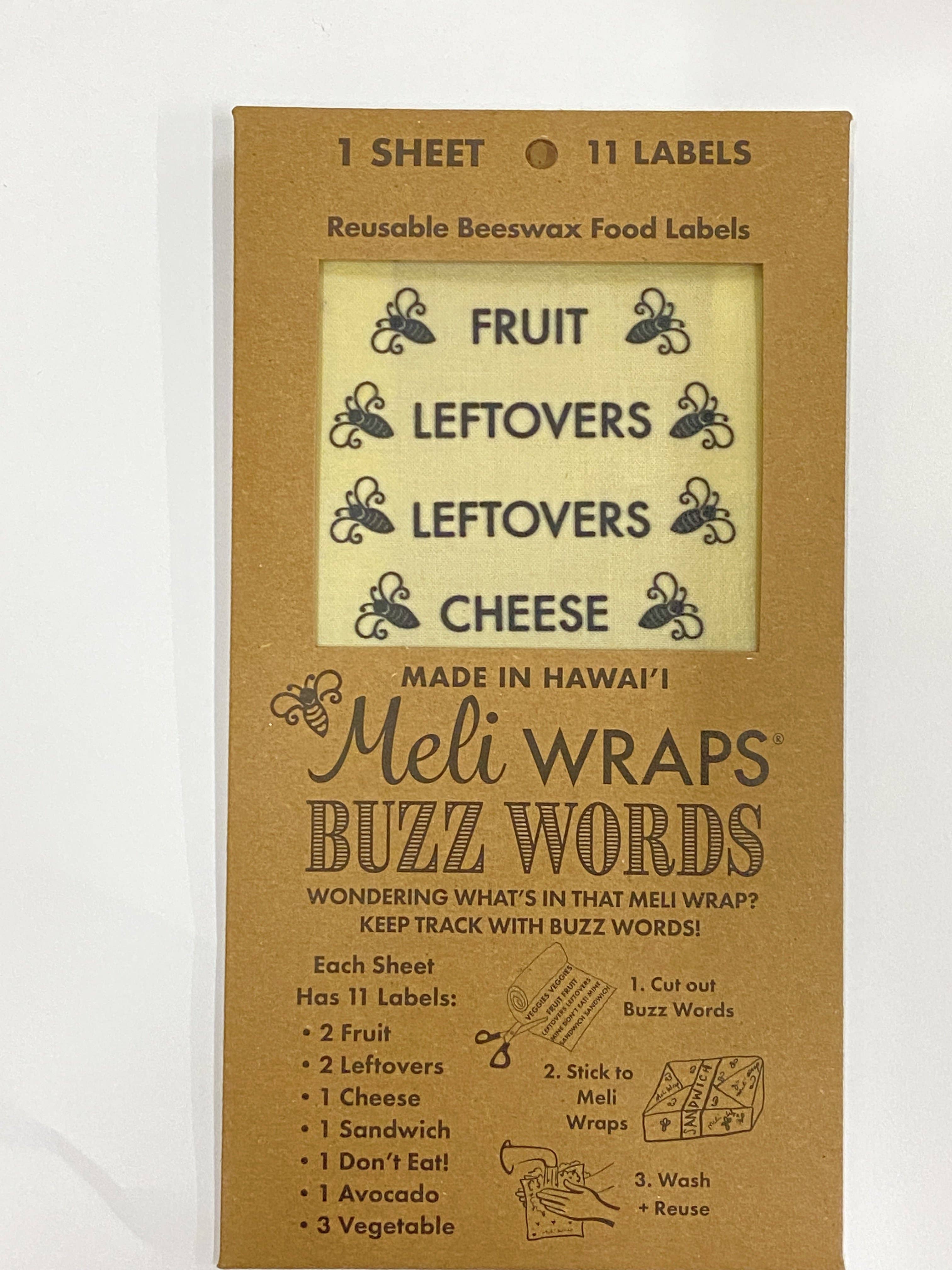 Meli Wraps - Wholesale Food Storage Wrap/Bag - Buzz Words Beeswax Wrap Food Labels5