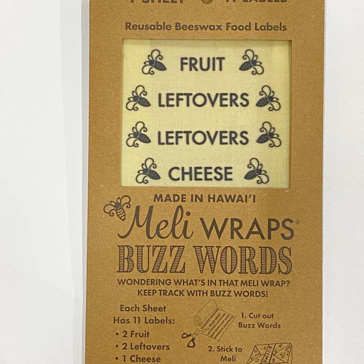 Meli Wraps - Wholesale Food Storage Wrap/Bag - Buzz Words Beeswax Wrap Food Labels5