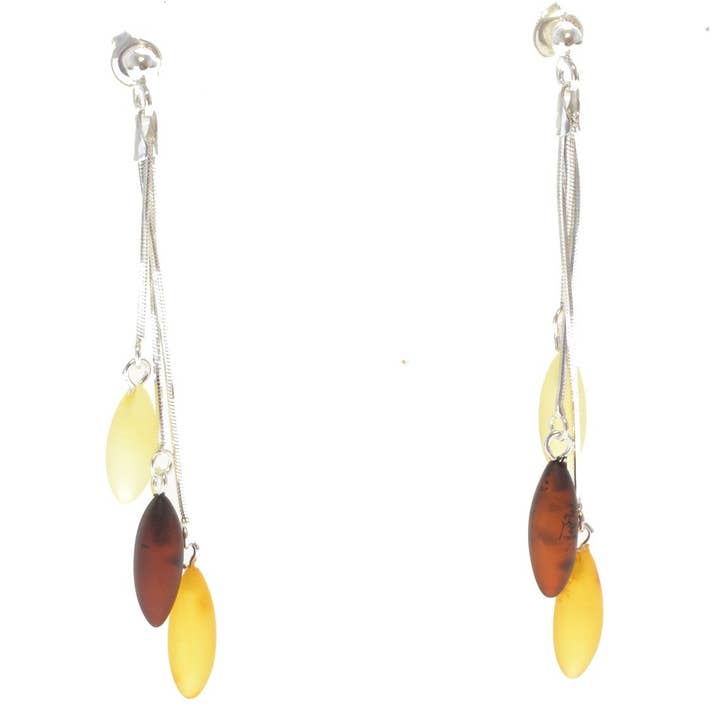 Rå Multicolor Amber Drop örhängen med 925 Sterling Silver för wholesale av The Natural Amber