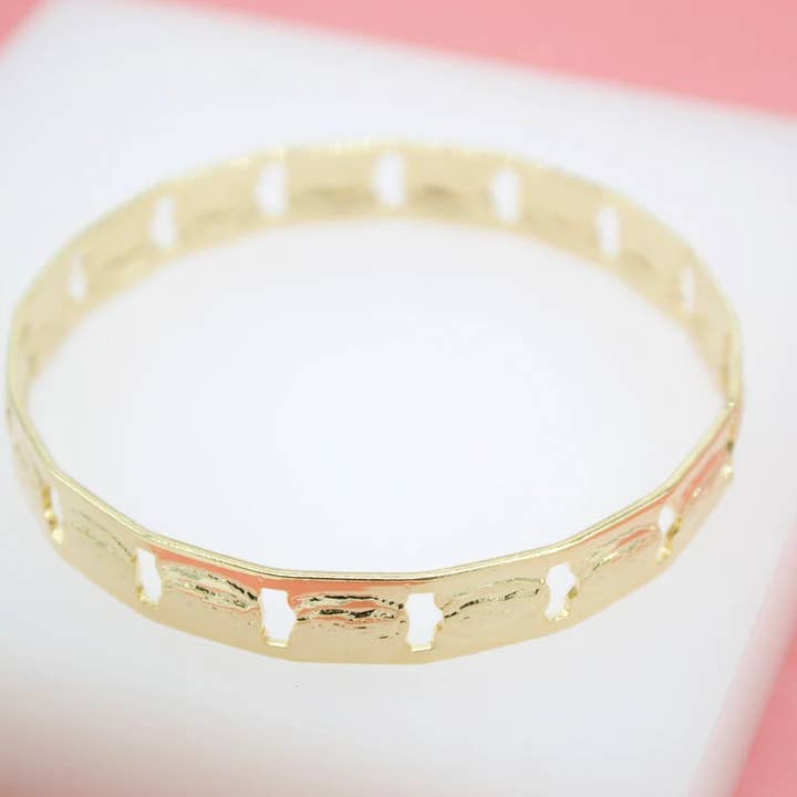 MIA Jewelry - Wholesale Bangle Bracelet - 18K Gold Filled Guadalupe Bangle Bracelet (B12)1