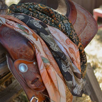 Tirzah Lane Art - Wholesale Scarf ā Women's - Western Harvest in Deep Juniper Silk Wild Rag Scarf Stocking Stuffer8